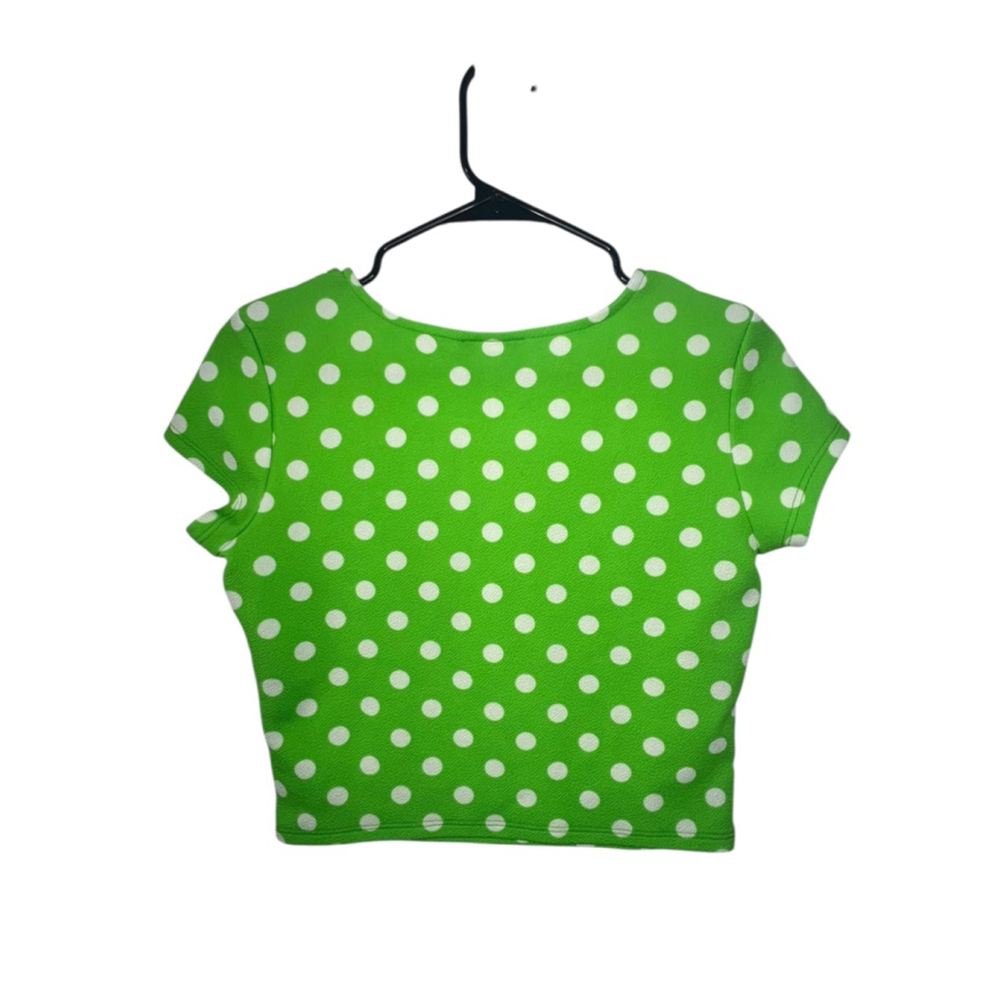 April Lime Green And White Polkadot Short Sleeve Baby Tee Shirt - Picture 3 of 4